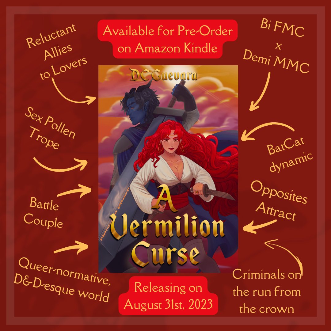 dcgrodz's tweet photo. Trope map for ♥️ A VERMILION CURSE 🗡 &amp; all of its fun, action-adventure romantasy shenanigans ✨️ 
🔗 Pre-Order: https://t.co/FiKpNNxgls
📚 Goodreads: https://t.co/EpOUDgPPO4 https://t.co/YMrS4XTnrE