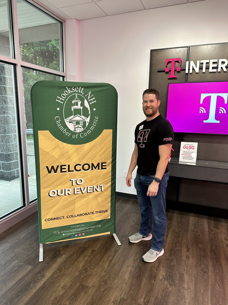 T-Mobile Hooksett NH is very excited to host the Hooksett Chamber of Commerce Friday July 28th from 730am to 9am for a networking event! Come on by and meet some local businesses! <a href="/RonSmitty15/">Ron Smith</a> <a href="/Abby_laughs/">Abby Blankenship</a> <a href="/brud1022/">Brian Conway</a> #SMRA