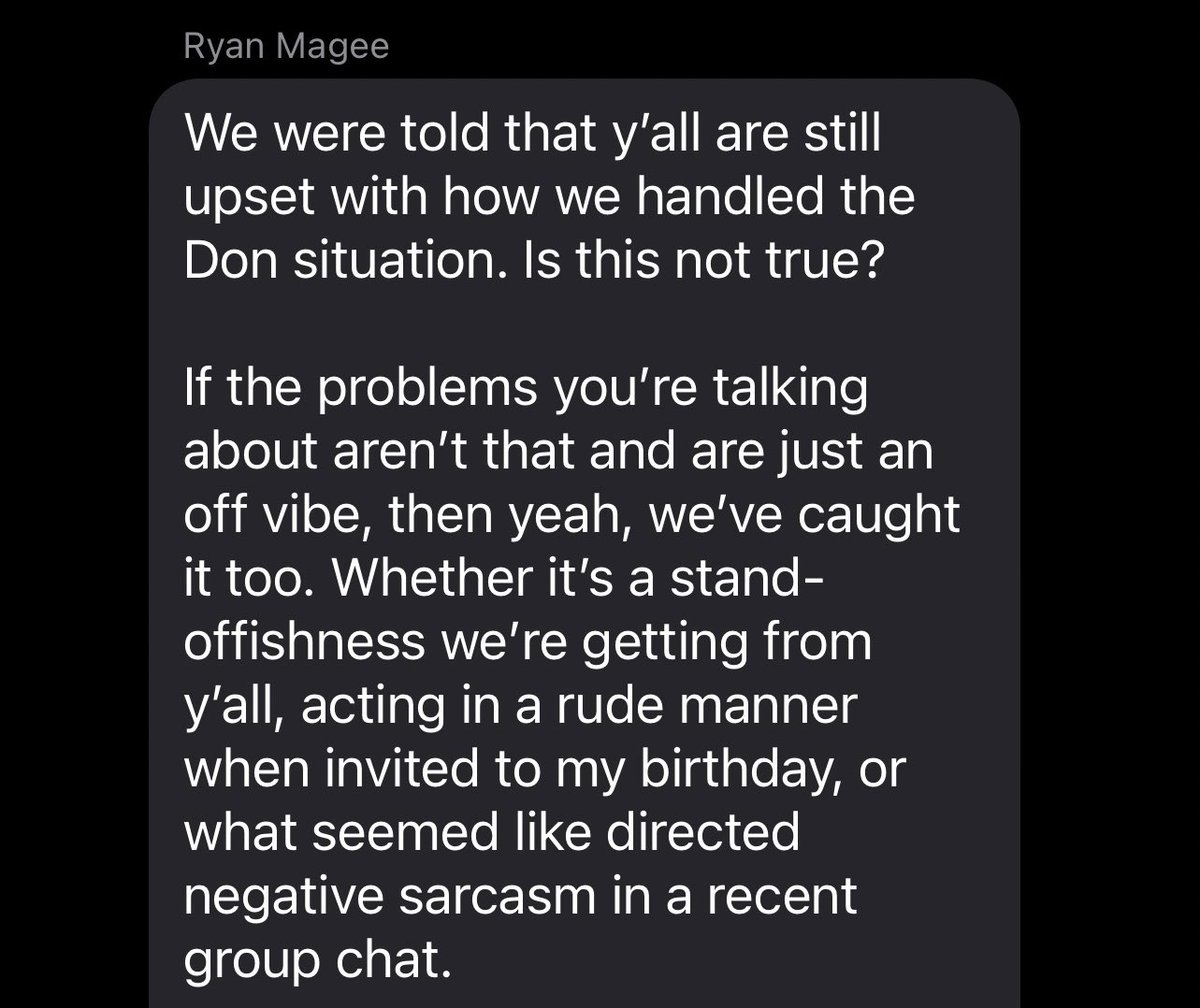 niceupdog's tweet photo. don’s last message to me apologizing for assaulting me by calling it “and everything before that” to not write it, matt telling me the day before i arrived don was there, ryan bringing up wanting to talk about don like drama+getting mad i was sad at his bday (day after i saw don) https://t.co/3wGL5Cs2At