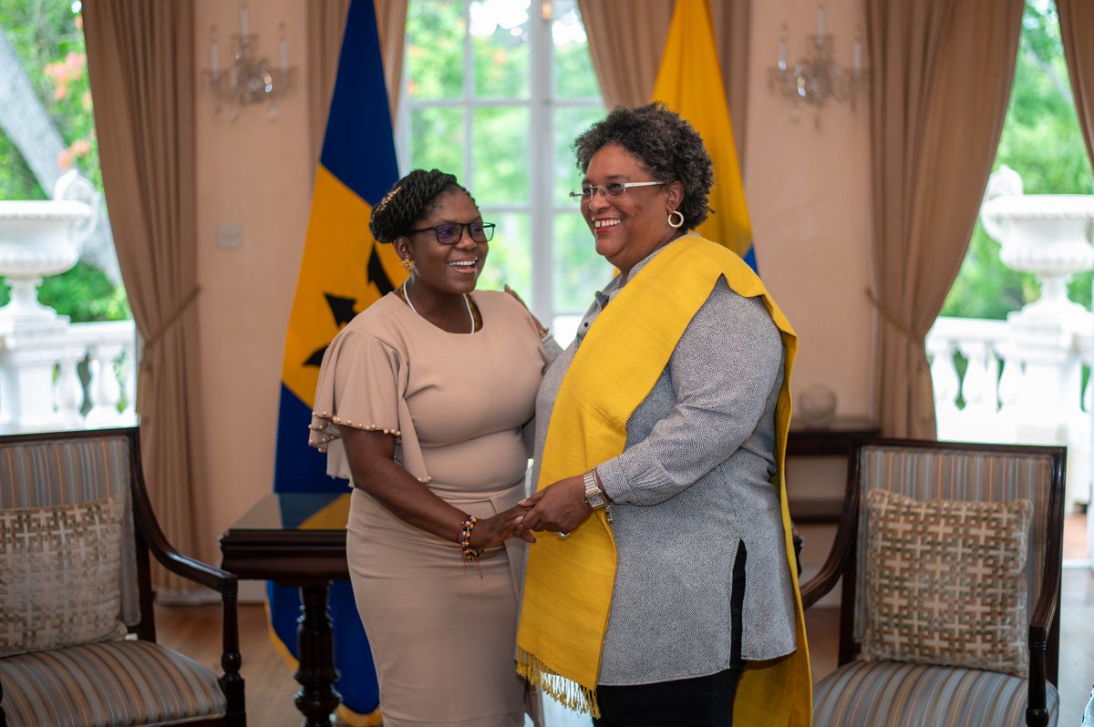 Mia Amor Mottley (@miaamormottley) on Twitter photo It was a blessing to meet with my sister, the Vice President of Colombia, <a href="/FranciaMarquezM/">Francia Márquez Mina</a> this afternoon.
As neighbours in the Caribbean and Latin American region, our two nations share not only a geographical space, but also share a desire to build on our many similarities. It was a blessing to meet with my sister, the Vice President of Colombia, <a href="/FranciaMarquezM/">Francia Márquez Mina</a> this afternoon.
As neighbours in the Caribbean and Latin American region, our two nations share not only a geographical space, but also share a desire to build on our many similarities.