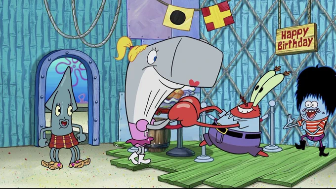 I know someone out there in the crew cared enough to make him appear in Spongebob's big birthday blowout so cmon now they can make it work 