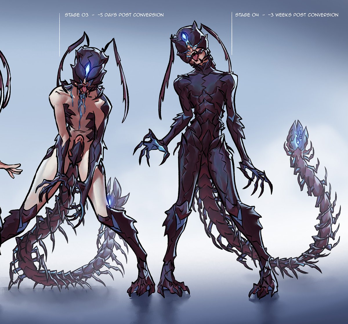 MaxSpite's tweet photo. Another commission that allowed me to explore the centipede hive concept some more! This one is for @Allenkun18 🩵 🩵 Yall seem to really like this idea hehe https://t.co/VH7BIET7nS