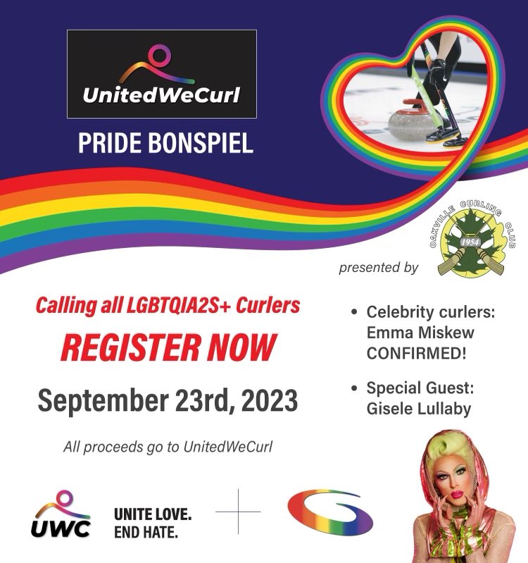 🏳️‍🌈 Join us at the 1st <a href="/UnitedWeCurl/">UnitedWeCurl</a> Pride Bonspiel <a href="/OakvilleCurling/">Oakville Curling Club</a>  club 🥌 🌈🎉
SIGN UP NOW for a FUN &amp; COMMUNITY day! 🌍❤️🏳️‍⚧️🥌

Proud sponsors of this amazing event 🌈
<a href="/emmamiskew/">Emma Miskew</a> confirmed! 🌟 

#CurlingwithPride
Register here: buff.ly/44ksiKD