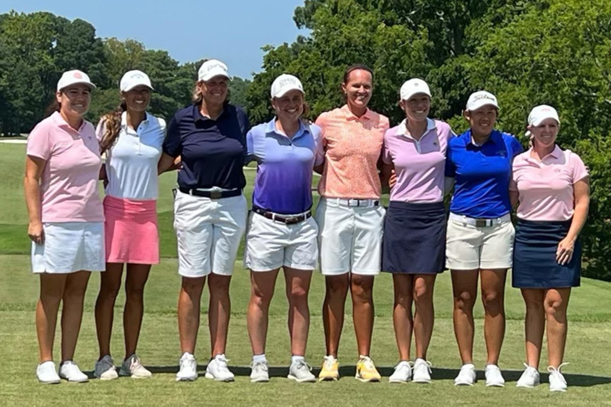 Allie White (4th from left), a two-time All-ACC Tar Heel from 2008-12, won the LPGA Professionals National Championship at Kingsmill Resort in Williamsburg. Qualifies for 2024 KPMG Women's PGA Championship at the Sahalee CC in Washington. #GoHeels