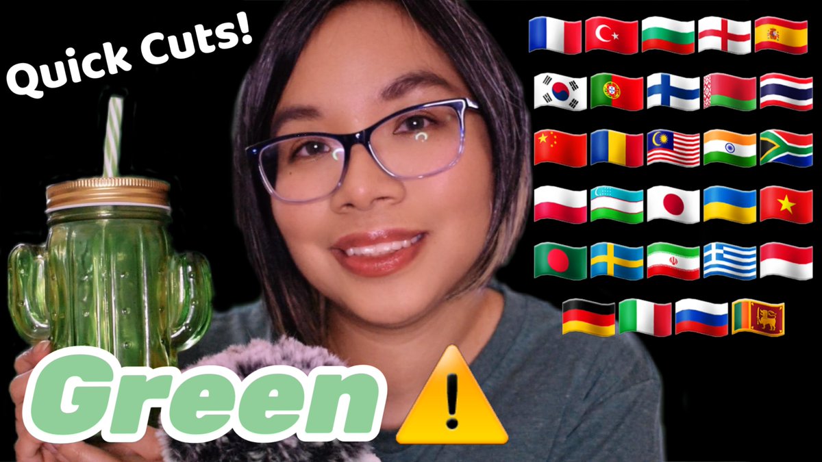 MisschicAsmr's tweet photo. My first #asmr with so many quick cuts! This was quite fun to edit. Green in different languages &amp; #fastaggressive triggers. 
https://t.co/bVQG1LFAex 
#asmrlanguages #asmrfast #asmrtriggers https://t.co/azeBQR4A43