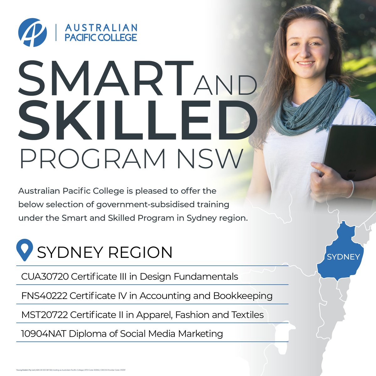 APC01331F's tweet photo. APC is excited to offer government-subsidised training courses under the Smart and Skilled Program in the Sydney region.
Find out more about this awesome program and make an enquiry today: https://t.co/UsDxc0bB9l
#smartandskilled #SmartAndSkillednsw #AustralianPacificCollege https://t.co/z1HRxXbdFX