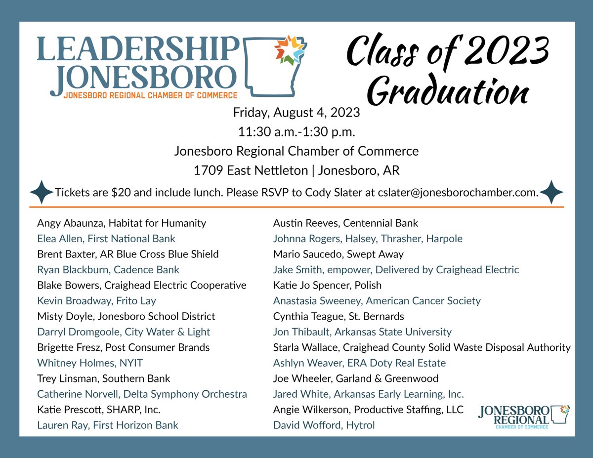 We can't wait to celebrate class 37! #Leadership #JonesboroChamber #LeadershipJonesboro