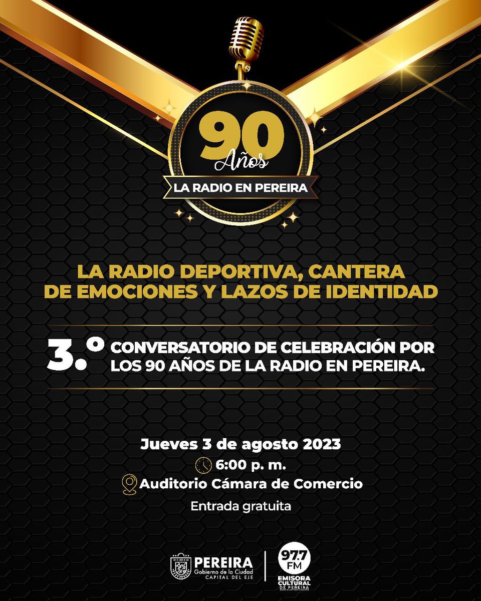 🎉 Seguimos celebrando los #90AñosDeLaRadio 📻 en #Pereira ❤️💛y en esta ocasión estaremos con las voces deportivas que nos han regalado por años sinfín de emociones a través de la #Radio. 

👉🚨Transmisión en vivo por nuestras redes sociales. 

#Pereira  #CapitalDelEje