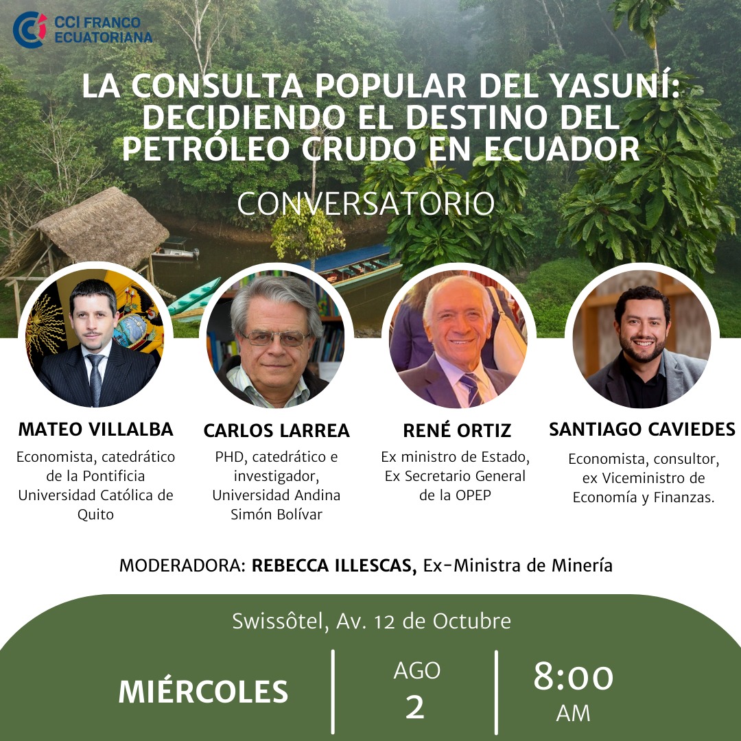 PuenteAsociado's tweet photo. 🇫🇷 #Siemprecerca
@CamFrancoEcuato
🌿 " La Consulta Popular del Yasuní: Decidiendo el Destino del Petróleo en Ecuador”.
👉🏻 Miércoles 2 de agosto @SwissotelQuito
Quito de 8h00 a 10h30
👇🏿👇🏼👇🏼👇🏼👇🏿
Link de registro: https://t.co/hZNk6Swj0t
#ccifec #yasuniitt #debate #Siemprecerca https://t.co/PcXILwZoqj