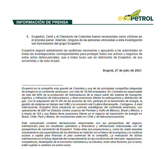 ECOPETROL_SA's tweet photo. #Atención | Ecopetrol ha venido trabajando con las autoridades para combatir el contrabando y hurto de hidrocarburos. Las investigaciones por la operación ‘Bunkering Imperio’ hasta ahora no vinculan a ningún funcionario del Grupo Ecopetrol. Aquí más información https://t.co/6M3NNGdy10