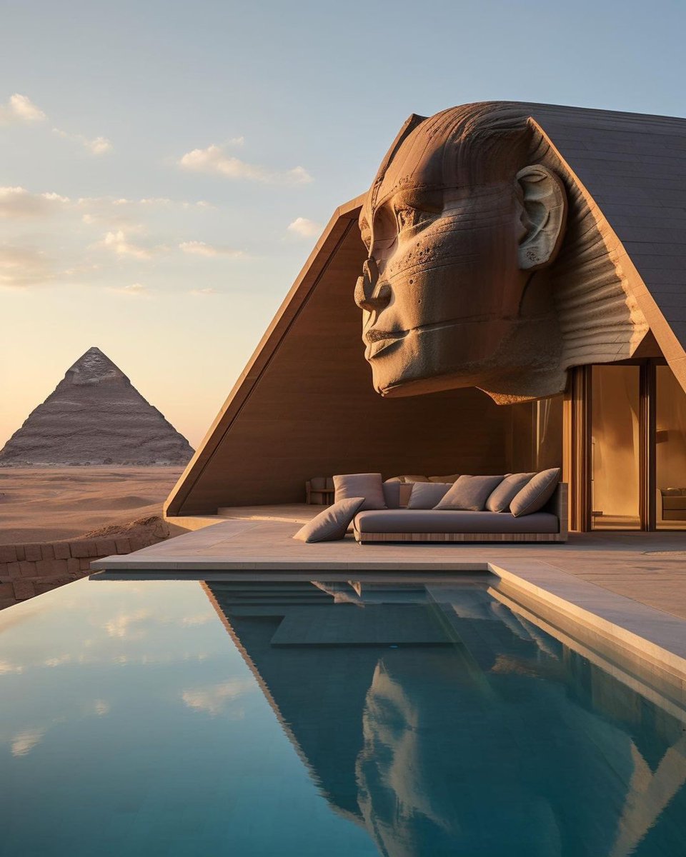 GossipRoomOff's tweet photo. Quand une IA imagine une villa de rêve en plein cœur de l’Égypte ! 🐫🇪🇬

📸: sunt_mrr (IG) https://t.co/0vVNXdHwAc
