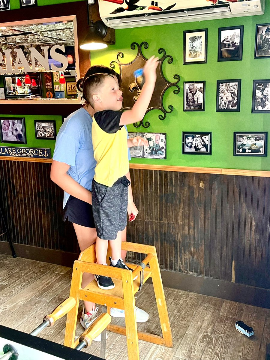 TheArtieMoore's tweet photo. Today’s rain was a perfect day to close out our vacation at a local Irish Pub, exploring the drink menu with @kwmoore1981 and teaching Gunnar how to throw darts and play foosball…reminded me of growing up with my dad at Jerry’s Bar learning poker machines! #ItsAHelluvaLife https://t.co/JsZJt2iLwG