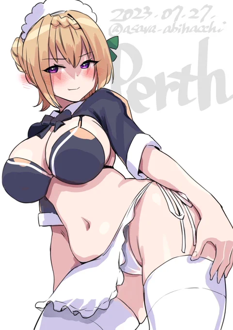 メイドビキニパースちゃん(多分怒ってる)#艦これ版深夜の真剣お絵描き60分一本勝負#艦これ版真剣お絵描き60分一本勝負_20230727 