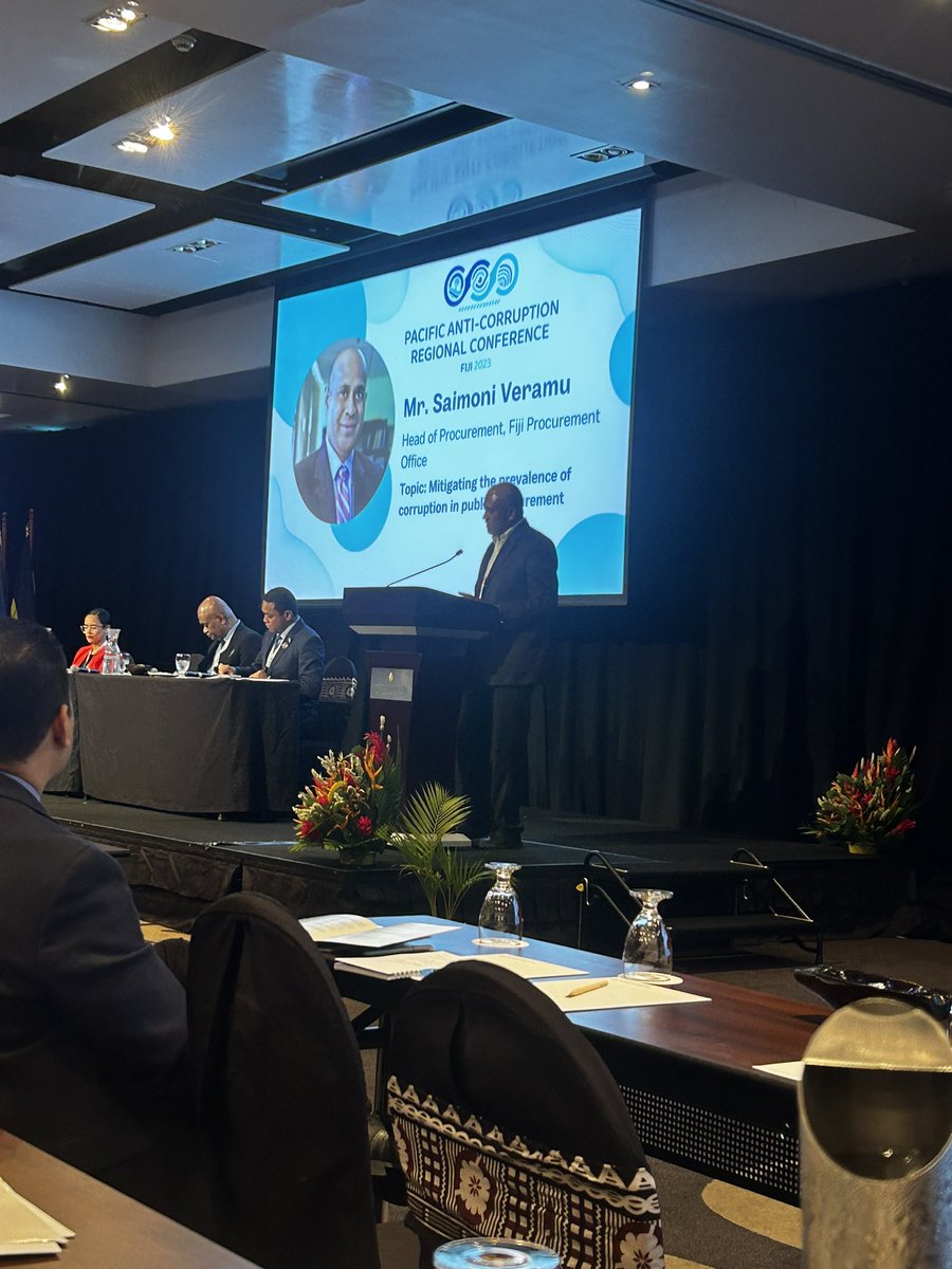 LoTVula's tweet photo. Mitigating the prevalence of corruption in public procurement- Mr Saimoni Veramu from the Fiji Procurement Office.
#UnitedAgainstCorruption #PACRC #TeieniwaVision https://t.co/VLbSIjxRMK