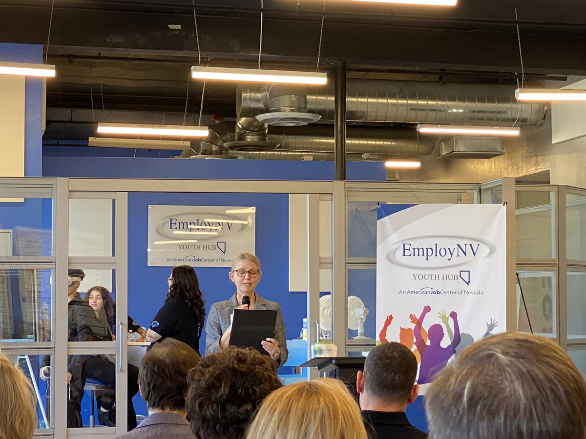 It’s wonderful to be able to be at the ribbon cutting for the county’s first ever America’s Job Centers location, located in a private business.  It’s wonderful to have <a href="/USDOL/">U.S. Department of Labor</a> and <a href="/WorkforceInvest/">National Association of Workforce Boards (NAWB)</a> here to celebrate the innovative partnership between <a href="/WCNevada/">Workforce Connections</a> and <a href="/movementfitlv/">Movement Fitness Las Vegas</a>