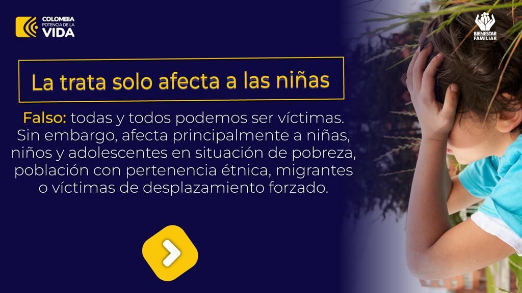 LorenaArandaOr's tweet photo. ¿Sabes #DeQuéTrataLaTrata?
Aquí te contamos los mitos y realidades de la trata de personas, un tipo de violencia que afecta los derechos de los niños y niñas de nuestro país.
Ayúdanos a compartir esta información y denunciemos a la línea nacional del ICBF 📞018000918080 y/o #141 https://t.co/KAt2fLuhsD