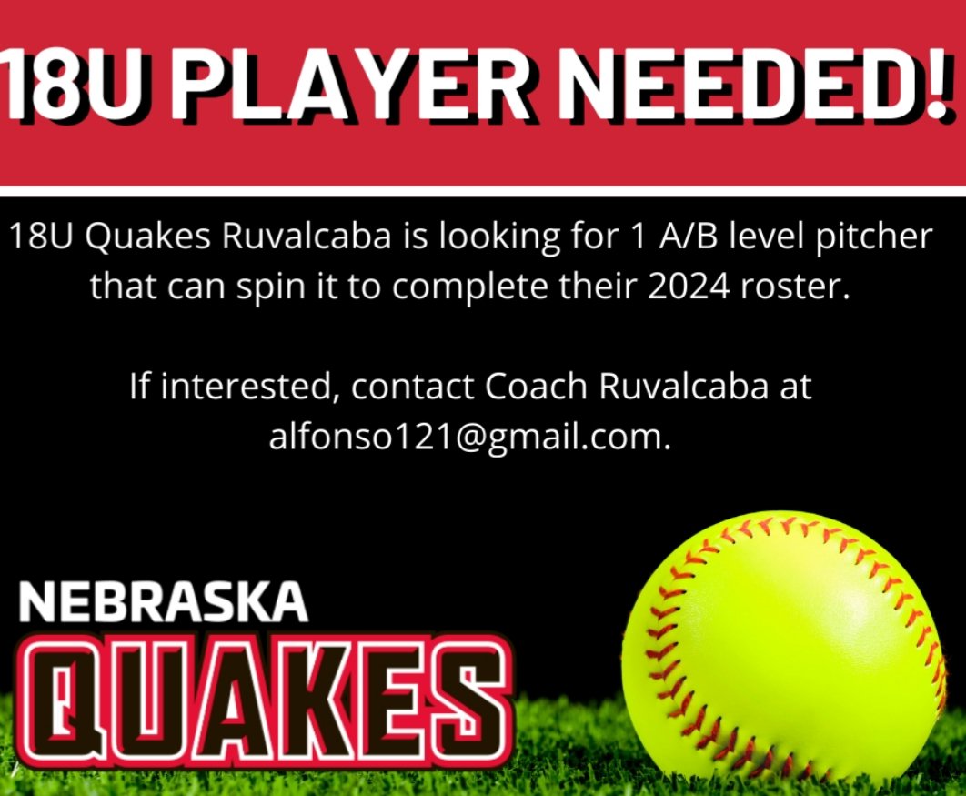 Experienced 18U pitcher needed!