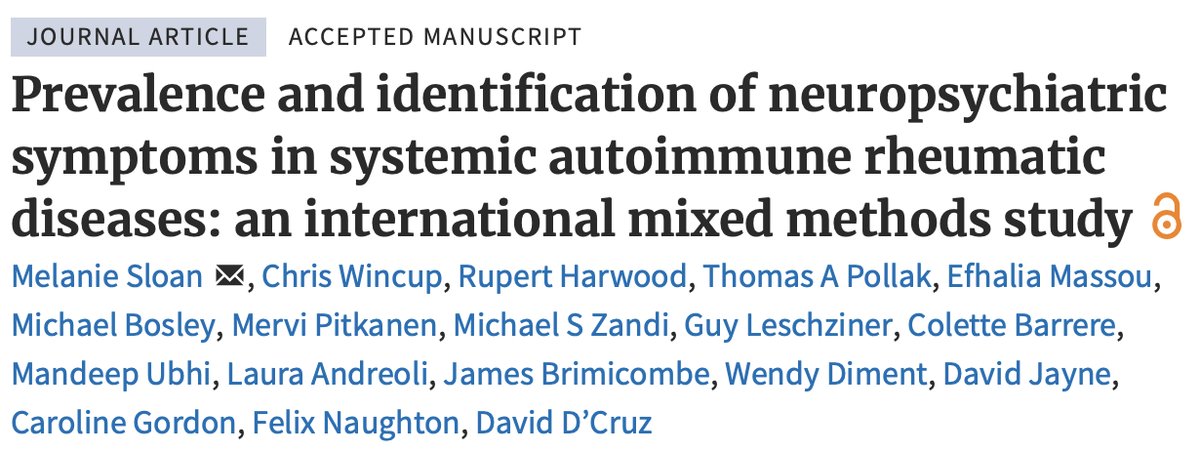 Really pleased to share our recent publication in @RheumJnl When I first saw our findings I was totally shocked by the higher than anticipated prevalence of neurological and mental health symptoms reported by patients with rheumatological diagnoses academic.oup.com/rheumatology/a…