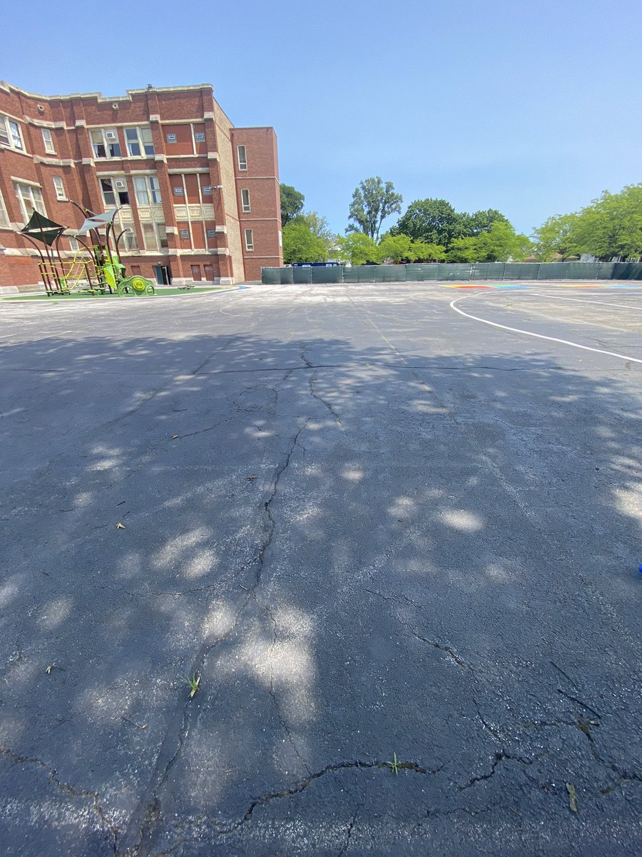 Preview of today’s surface temperature data:
<a href="/TMSOE/">Montessori Englewood</a> depave site:
Today’s temperature=90F
Shaded grass=84F
Asphalt playground=129F
Rubber play surface=167F
#depaveschools