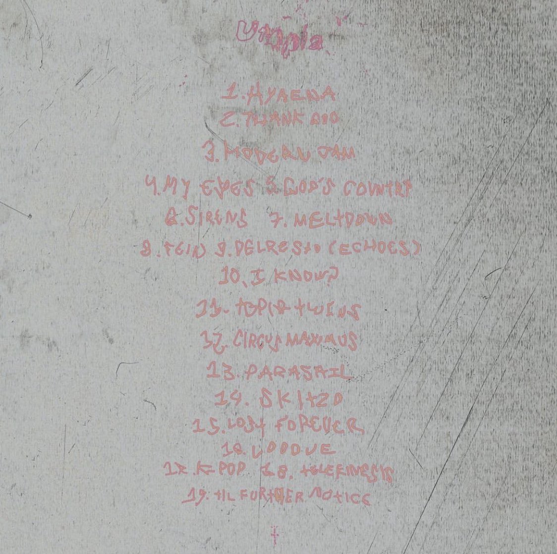 RapHubDaily's tweet photo. Travis Scott shares the "UTOPIA" tracklist https://t.co/9FFycTV4S9