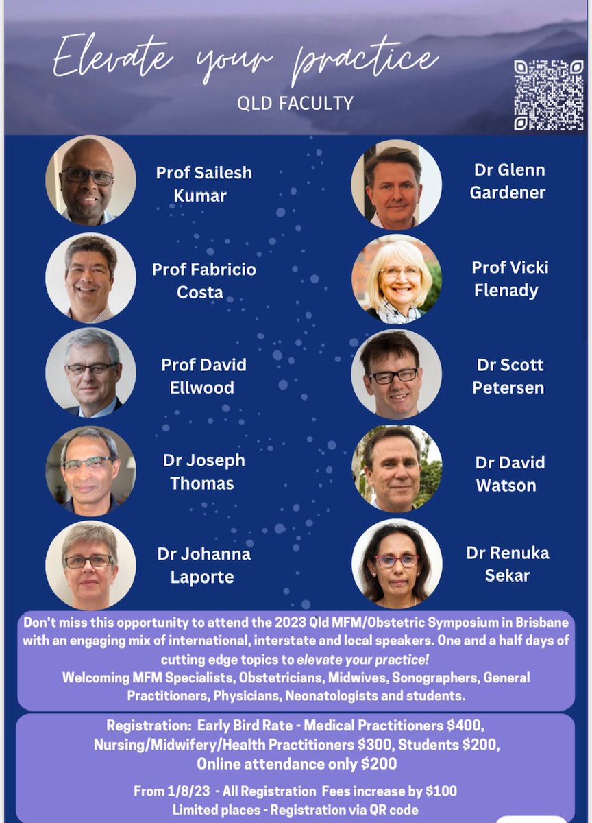Don't miss our MFM Obstetrics symposium 2023 'Elevate your Practice'! 
Basky all the way from the UK in person along with a great line up of speakers. Limited spots still available. Aug 12-13, Brisbane, South Bank Courtyard by Marriott. Program and registration via QR code