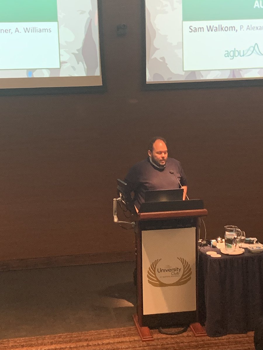 AGBU_GENE's tweet photo. Sam Walkom's fantastic presentation at #aaabg2023 where he discussed the use of DEXA technologies to enhance lean meat yield measurements! 🥩🔬 Exciting potential to augment current measurement methods in the field of agriculture. @agbu_gene @meatlivestock @nswdpi @UniNewEngland https://t.co/GXL9HO1yYF