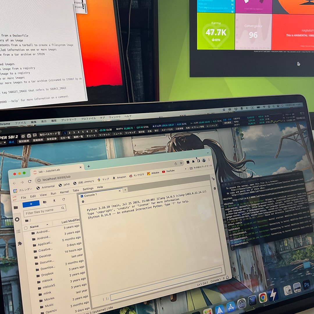 ov60clubs's tweet image. Macbookで #JupyterLab 始めました。
Homebrew -> pyenv 経由で jupyter をインストールして、Notebook はうまく動作しない? Lab は動いて良かった。自分利用的には Lab の方が合ってるので😊
それよりも #Rock5B Ubuntu22.04 での Docker 遊びで昨日1/4日過ごし疲れた。