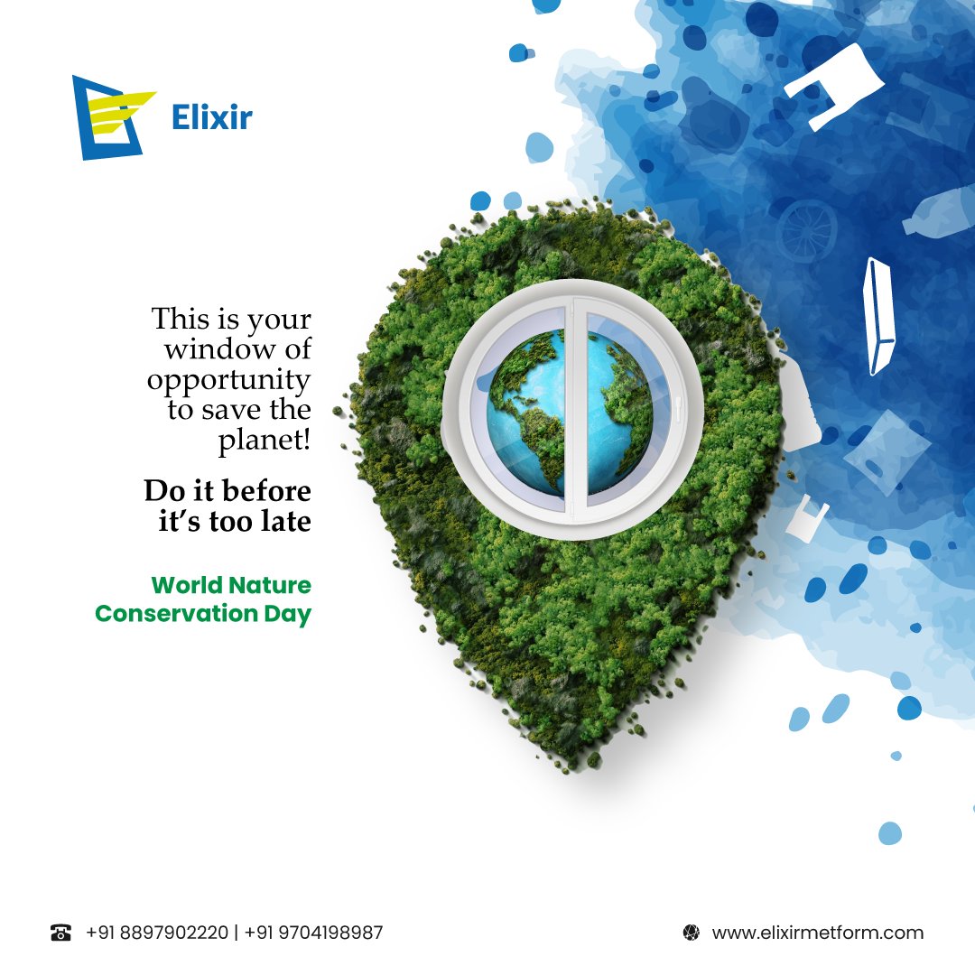 Elixir_Met_Form's tweet photo. This is your window of opportunity to save the planet!
Do it before it’s too late.
World Nature Conservation Day!

#WorldNatureConservationDay #ConservationDay #Conservation #PpGiWindows #GiWindows #RollformingTechnology #ColourCoatedWindows #MadeOfSteel #SteelWindows #ppgi https://t.co/A4LDdPyJYB