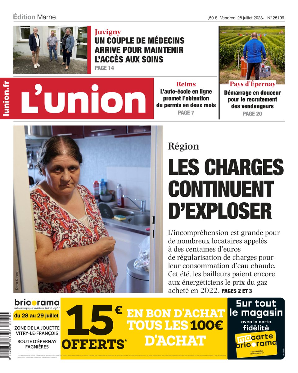 _lunion's tweet photo. À la Une de l'édition de la #Marne ce vendredi : Les charges locatives continuent d’exploser

➡ https://t.co/uNvsYqyoa9 https://t.co/ozP2UfORE7