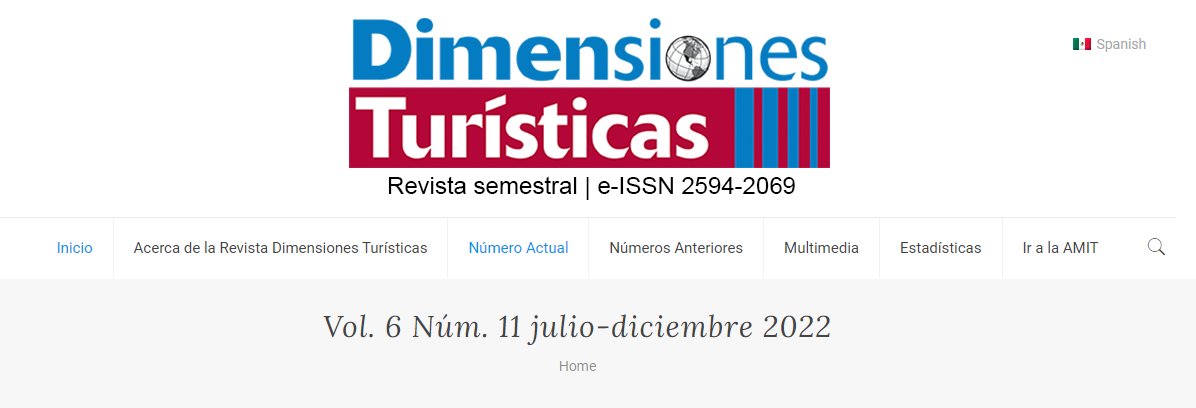 DimenTur's tweet image. La Revista científica Dimensiones Turísticas recibe artículos de manera permanente para su dictaminación doble ciego. Conoce más en dimensionesturisticas.amiturismo.org