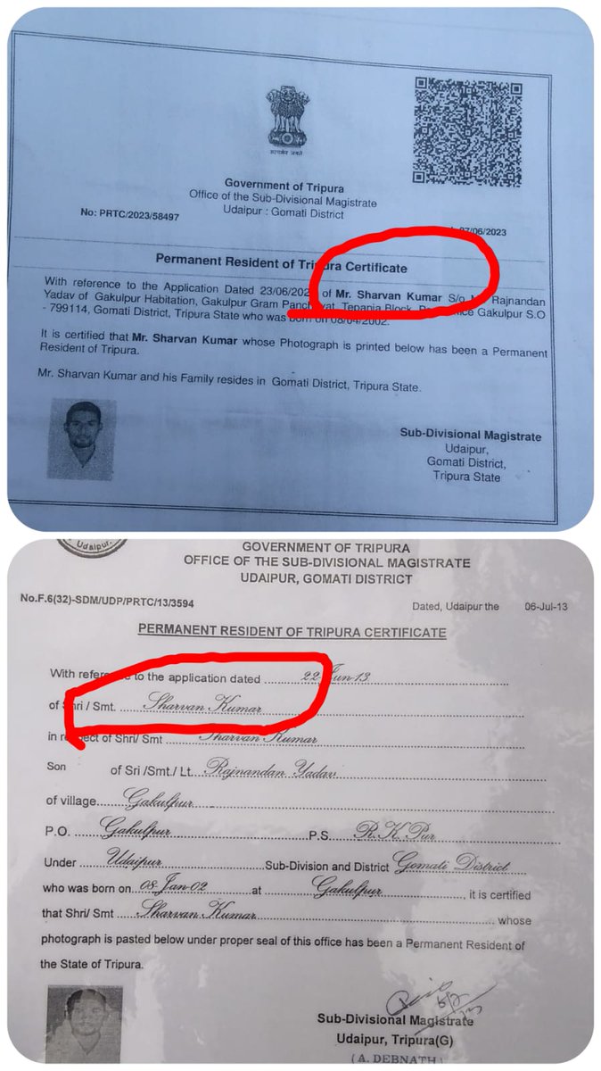 Abhishe81233943's tweet photo. @spwest_police @DrManikSaha2 @DMWest_Tripura a candidate from Bihar has been arrested by NCC Police Station Today morning who came to Tripura for giving SSC GD by making PRTC through 1lakh Rupees from SDM Gomati..He has 2PRTC,Adhar Card of Tripura, School Certificate of Bihar https://t.co/AfjbEE9afO