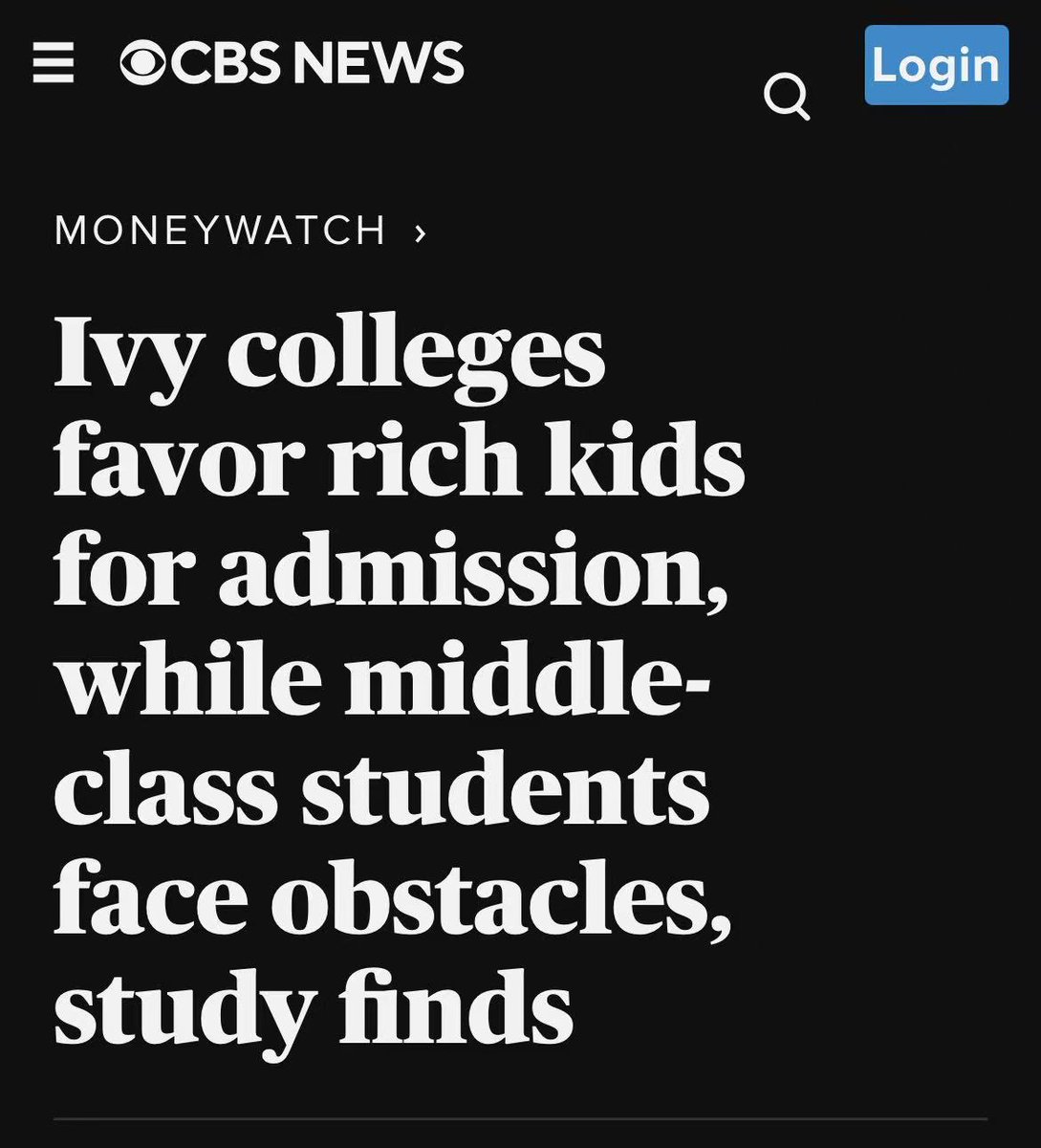 DevelopingChina's tweet photo. Admission to an Ivy League college is often seen as a golden ticket offering entry into academic institutions. But that ticket is far more likely to be handed out to children of the top 1% of U.S. income earners, a new analysis finds. https://t.co/PkRlXIoIs6