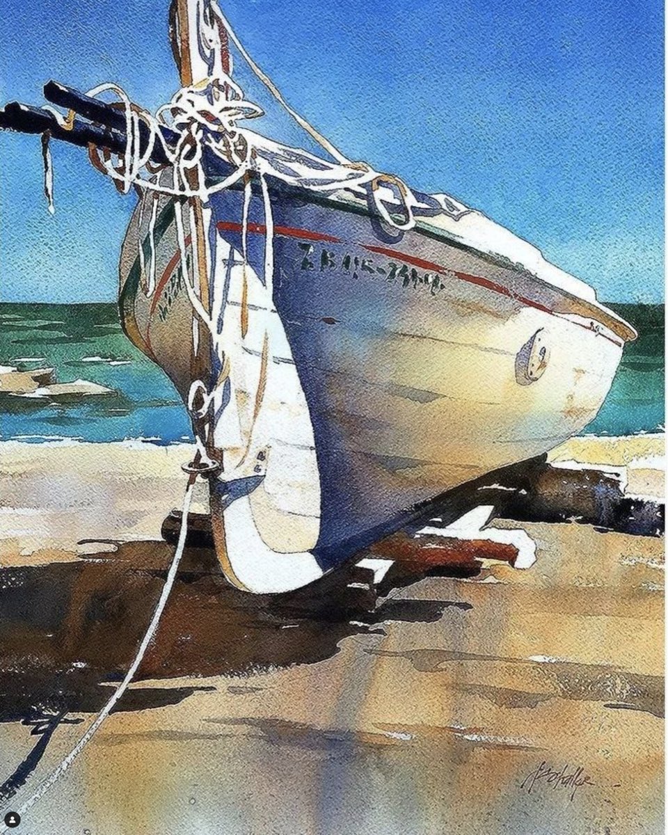 Boat - Spain : Sometimes simpler is better #art #watercolor #painting