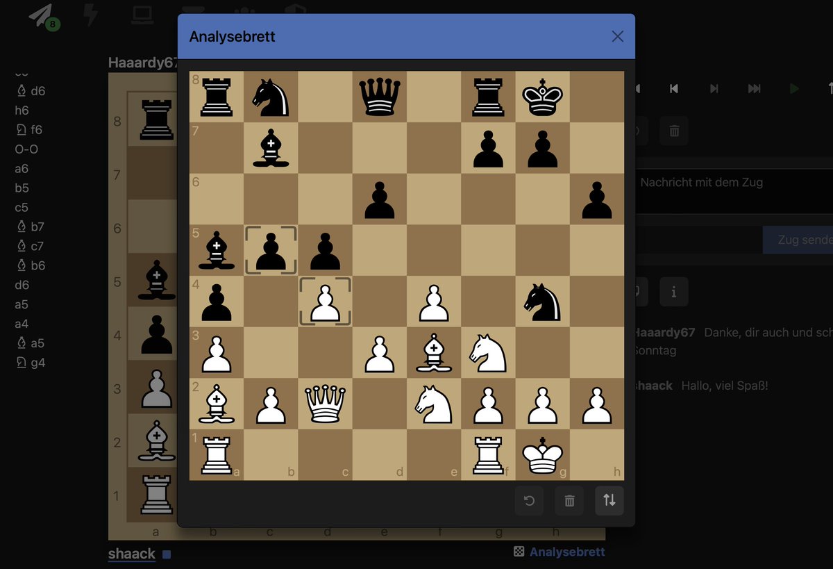 Yeah! Das Analysebrett ist jetzt auch in der neuen Oberfläche verfügbar! #Schach #Fernschach #Chess chessmail.de 👍🥳