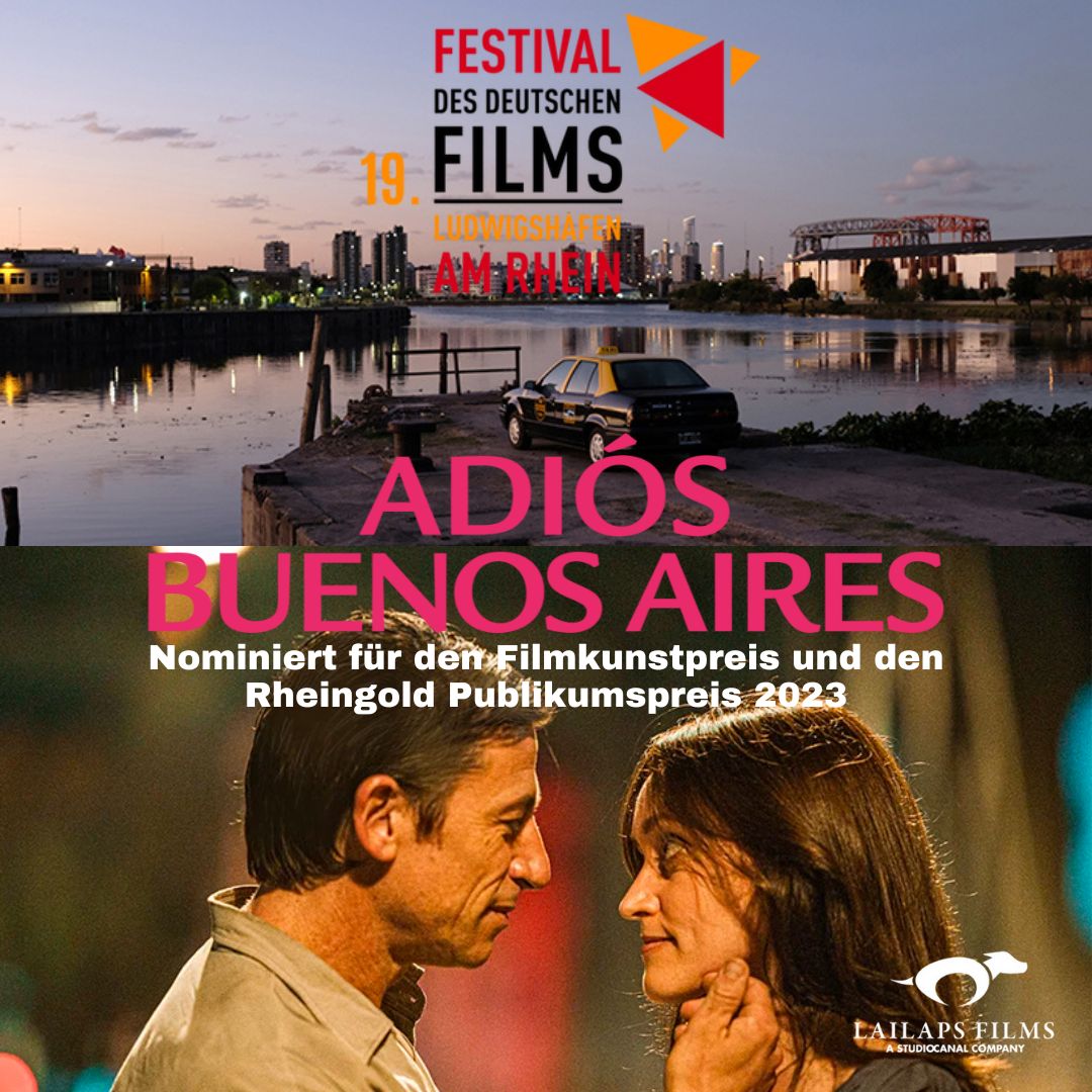 Es heißt wieder Daumendrücken! 
Unser Film "Adios Buenos Aires" von German Kral ist auf dem Festival des deutschen Films Ludwigshafen am Rhein nominiert für den Filmkunstpreis und den Rheingold Publikumspreis 2023.
Wir sind gespannt auf die Preisverleihung am Samstag, den 9. Sep