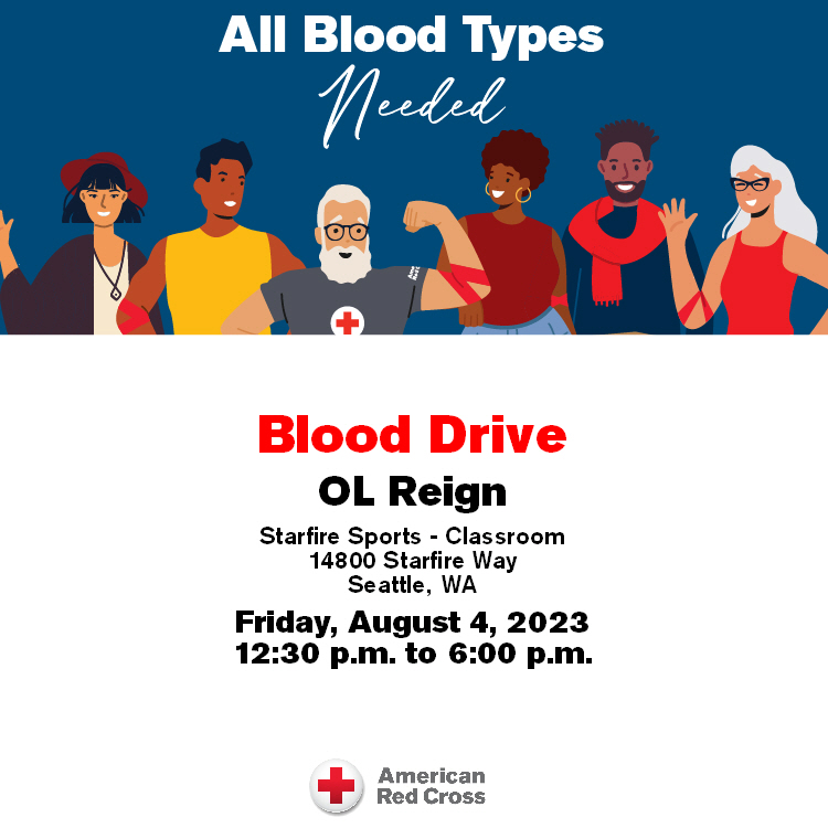 OL Reign Academy blood drive is next Friday! 🙌 Sign up now to secure your spot today! ➡️ rcblood.org/3cFqEgB #ReignSupreme x @RedCross