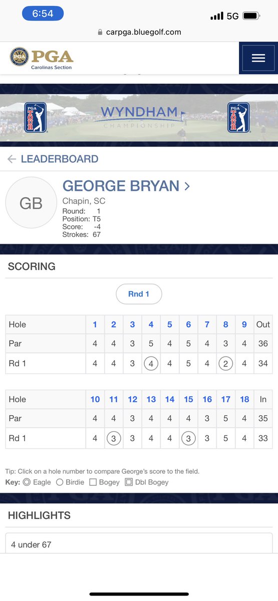 bryanbrosgolf's tweet photo. On to the @WyndhamChamp Monday qualifier!! Bogey free 67. LETS GOO!!! https://t.co/k1gS32cuW0