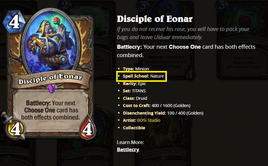 sinah_hs's tweet photo. Disciple of Eonar is currently classified as a nature spell, and there is a bug that can be pulled from the deck by Widowbloom Seedsman. https://t.co/aEJ6KTV1r9