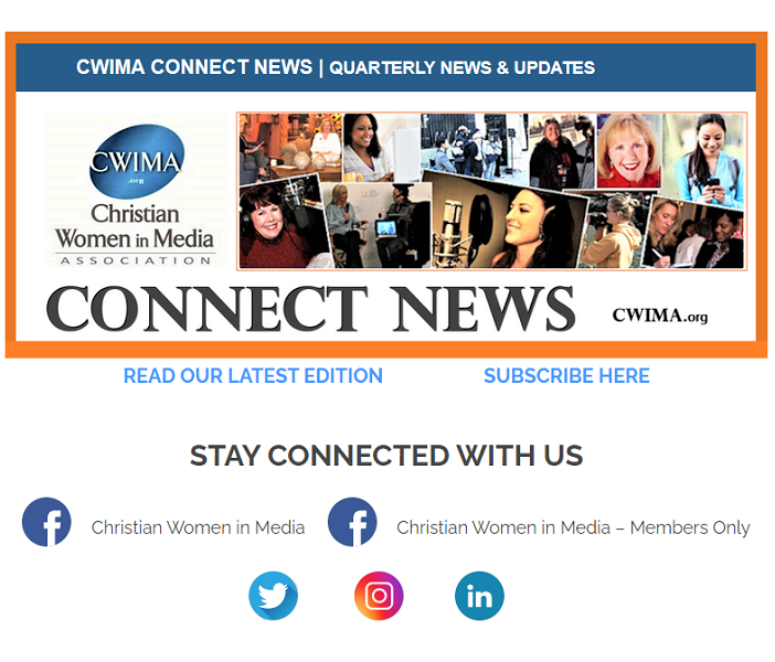 cwima's tweet photo. CONNECT WITH US! Get the latest news and articles from our CWIMA members:
CWIMA in the News/Equipped to Serve Media Tip/Faith Talk Devotional/Member Spotlight/Upcoming Events
Subscribe at https://t.co/8z9UDzaGM4
#christianwomeninmedia https://t.co/n5NOAInIaa