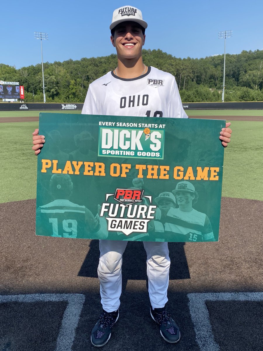 Congrats to C Taylor Belza (OH) the <a href="/DICKS/">DICK'S Sporting Goods</a> Sporting Goods Player of the Game. 👏🏅 

Belza went 3-for-3 with two singles and a double. #PBRFG23