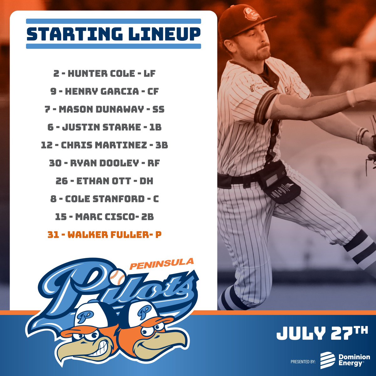 PeninsulaPilots's tweet photo. Let’s get fired up Pilots!! It’s game time! ⚾️ https://t.co/IzKvxA7v2U