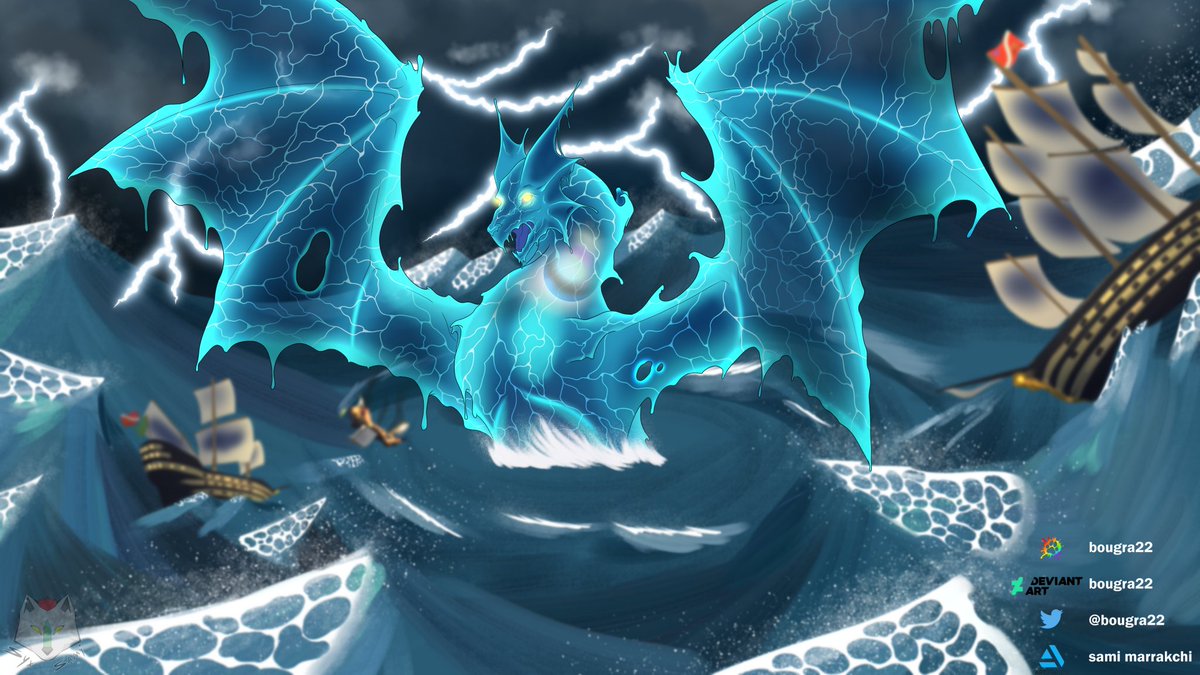 bougra22's tweet photo. I think this one went a bit out of control XD  was fun  and a good training to make a whole scene   Oc belongs to @Feanaro07 on #artfight #artfightteamwerewolves #artfightteamvampires #artfight2023 #dragon #furryanthro #furryartist #digitalart #bougra22 #syx #waterdragon #storm https://t.co/NinWszCoDt