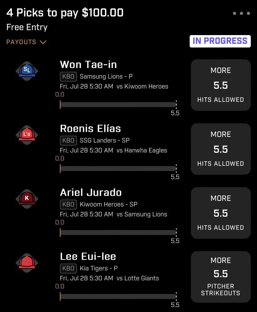 KBO 7/27 ⚾️‼️

I have been 🗑️ and so has KBO this year but here is my free entry I’m running 🫴