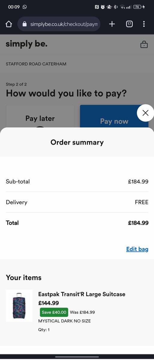 Jackieellis's tweet photo. @SimplyBeUK hey, trying to buy this item but the checkout shows it at full price still, right up to the payment screen. https://t.co/DVVsaDquzB