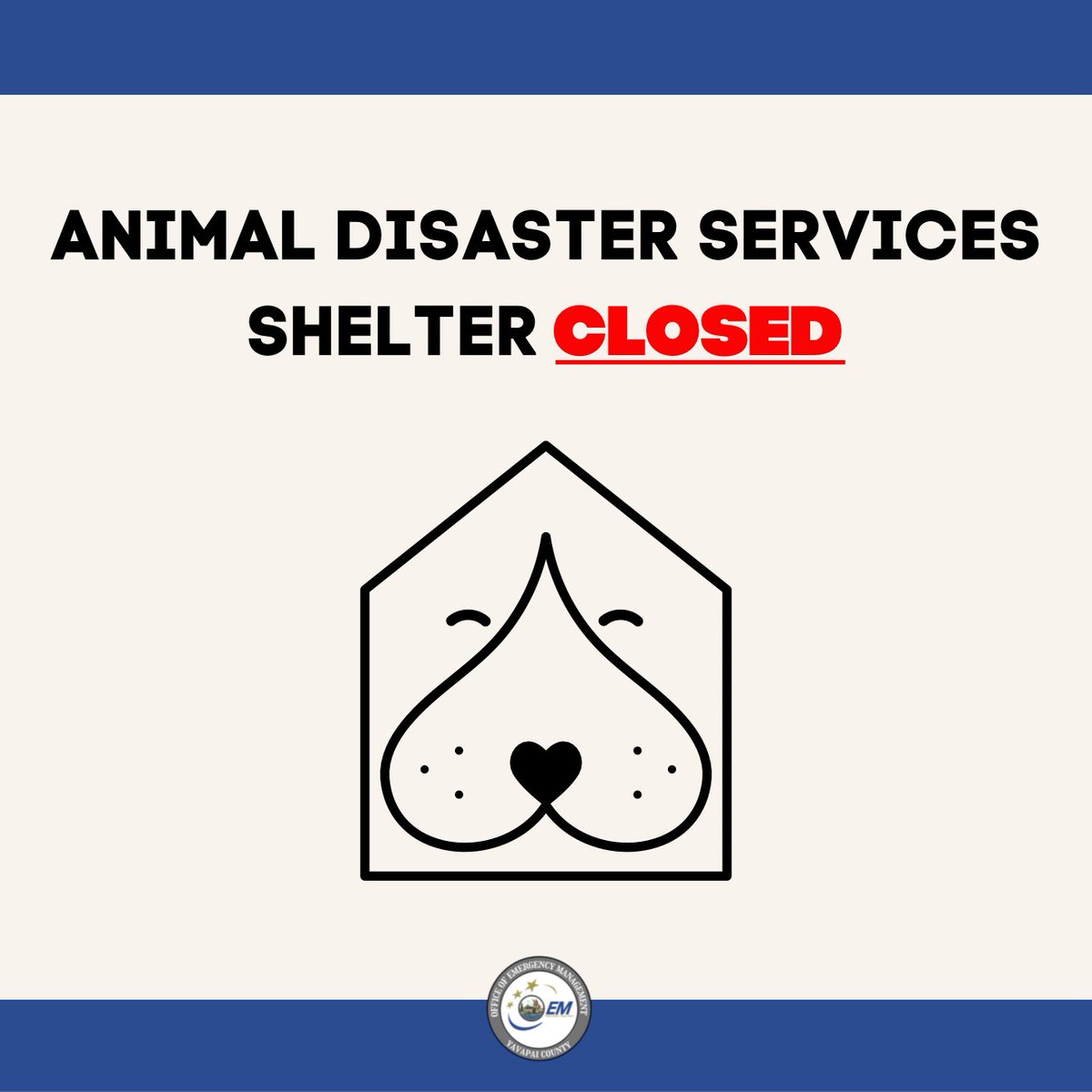 YavapaiOEM's tweet photo. With evacuations lifted for the #GrapevineFire, we are closing our Red Cross and Animal Disaster Service Shelters. LASER will remain open, as needed as the area remains in SET. https://t.co/UTP5KRLMJ8