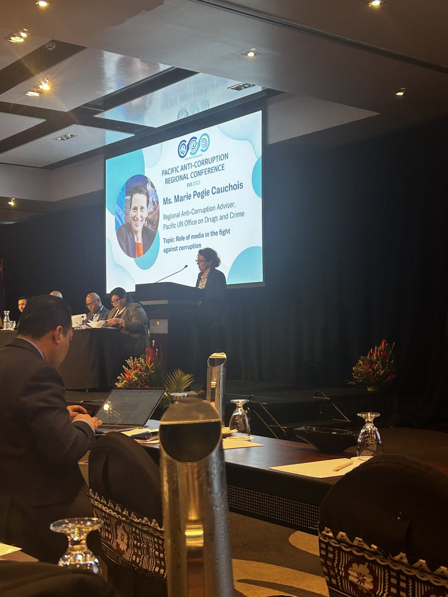 LoTVula's tweet photo. Ms Marie Cauchois of UNODC Pacific speaking on the Role of Media in the fight against corruption. ‘The media plays an essential role of providing information for govts and the ppl in the fight against corrptin.’
#UnitedAgainstCorruption #PACRC #TeieniwaVision https://t.co/IWzMLDW5Me