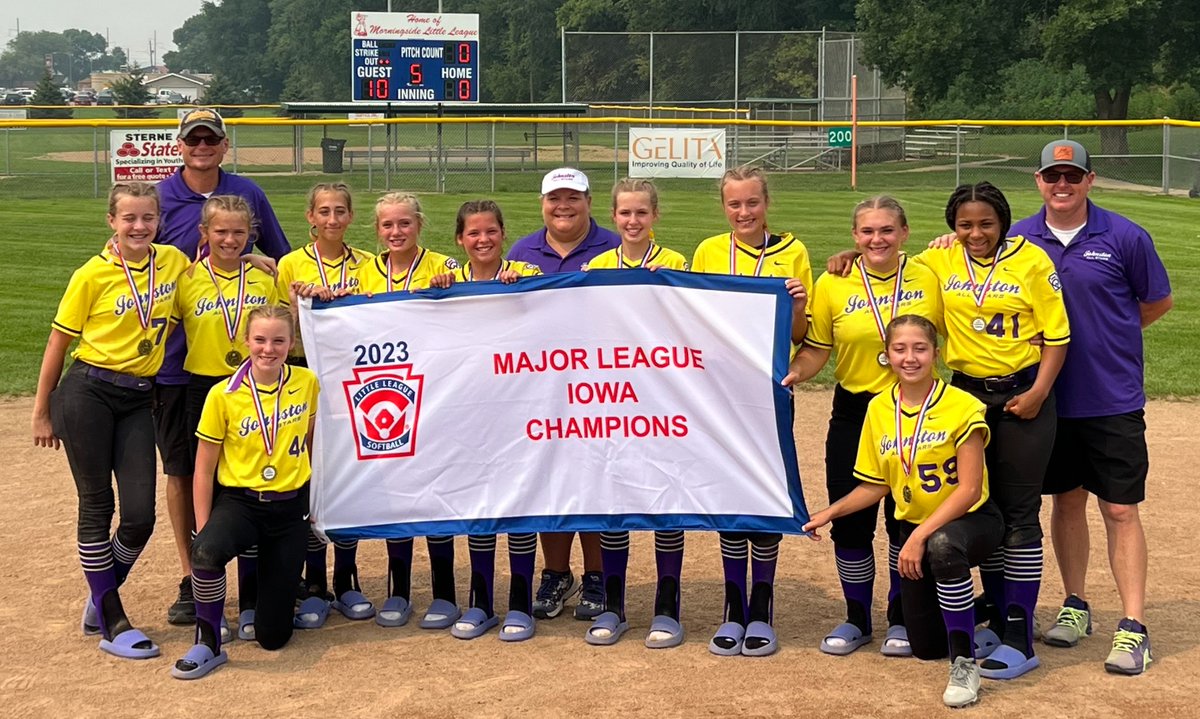 JGSAsoftball's tweet photo. Join a watch party at Jethro’s for the Johnston 12U Majors All Stars' 2023 Little League Softball Central Regional Championship! Watch party begins at 1:30 p.m., with gametime at 2 p.m. on ESPN. The winner advances to the Little League World Series in Greenville, NC on Aug 6-13. https://t.co/uFR4QhZT3X