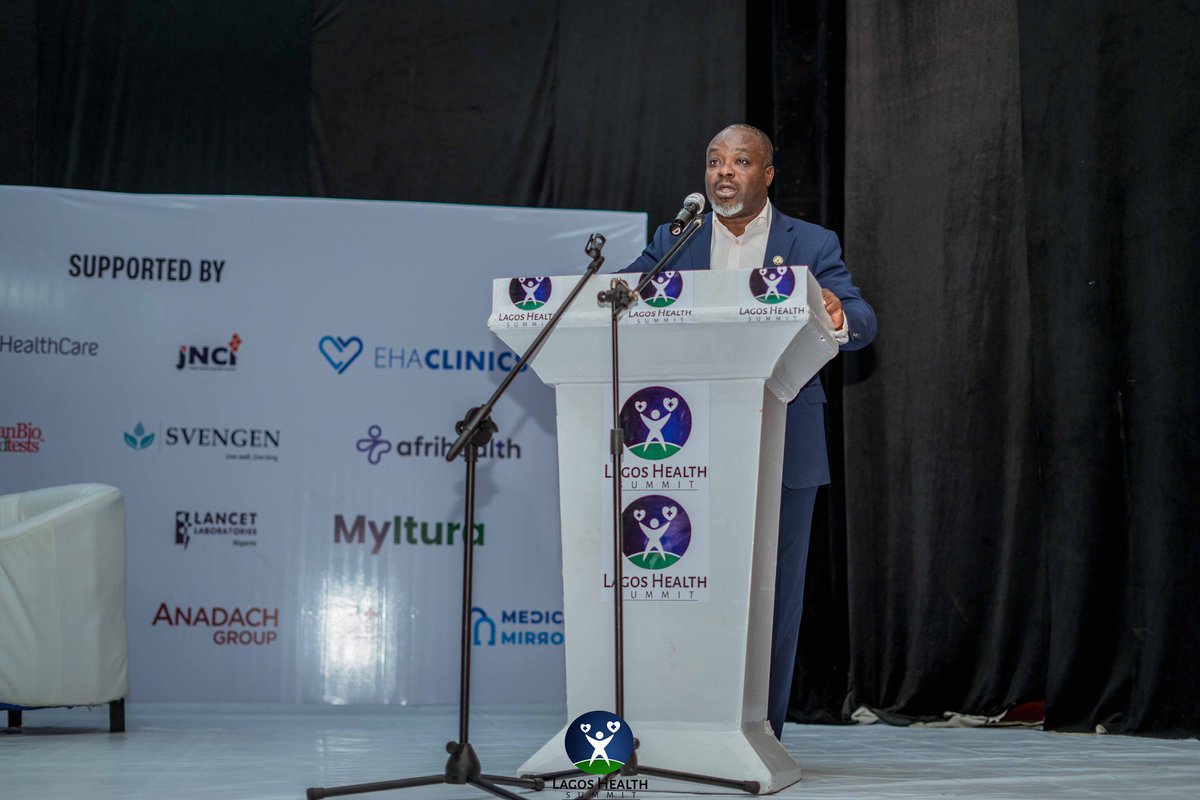 NHIF_HCA's tweet photo. @GEHealthCare @JNCILtd @hcaconsult @EHAClinics @SvengenHealth @nucleusisafrica @afrihealthltd @Thebridgeclinic @pshan_alliance @anadach @HSCLimited @8medicalng @ClinaLancet A remarkable Keynote address delivered by The Permanent Secretary on health, Dr. Olusegun Ogboye, representing The Executive Governor Of Lagos State. @followlasg 
 His impactful words resonated with vision, emphasizing the government's unwavering commitment to healthcare. https://t.co/eBhjN4Zi2w
