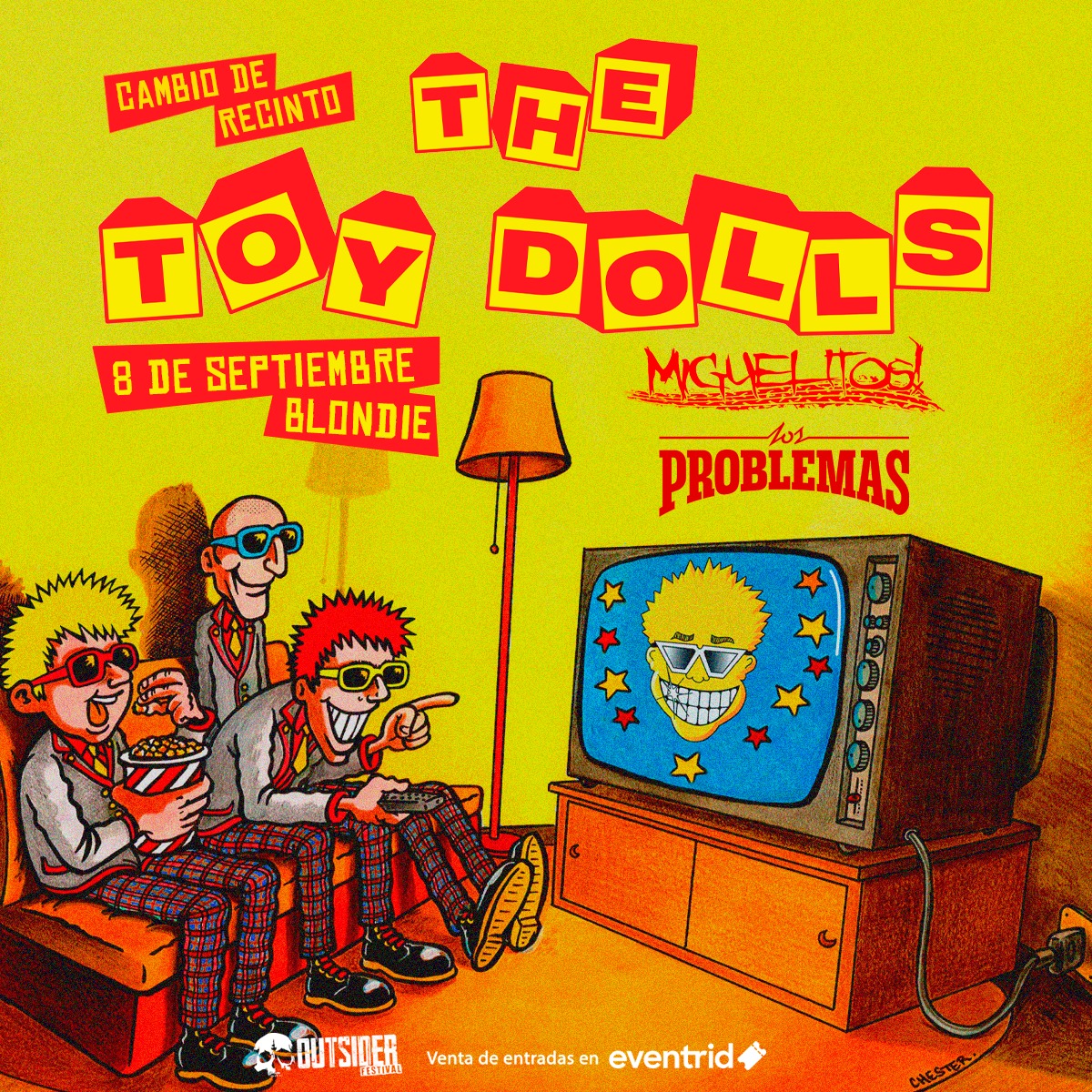 💥Booooom!! El próximo 8 de septiembre vuelven a Chile los pulentos The Toy Dolls!! 

🔥¡Las entradas se van rápido! Asegura la tuya en <a href="/eventrid/">Eventrid Chile</a> !!Apúrate que viene con todo!!

📌 8 de septiembre - Club Blondie

-The toy dolls
- Miguelitos
- Los problemas

¡Nos vemos!