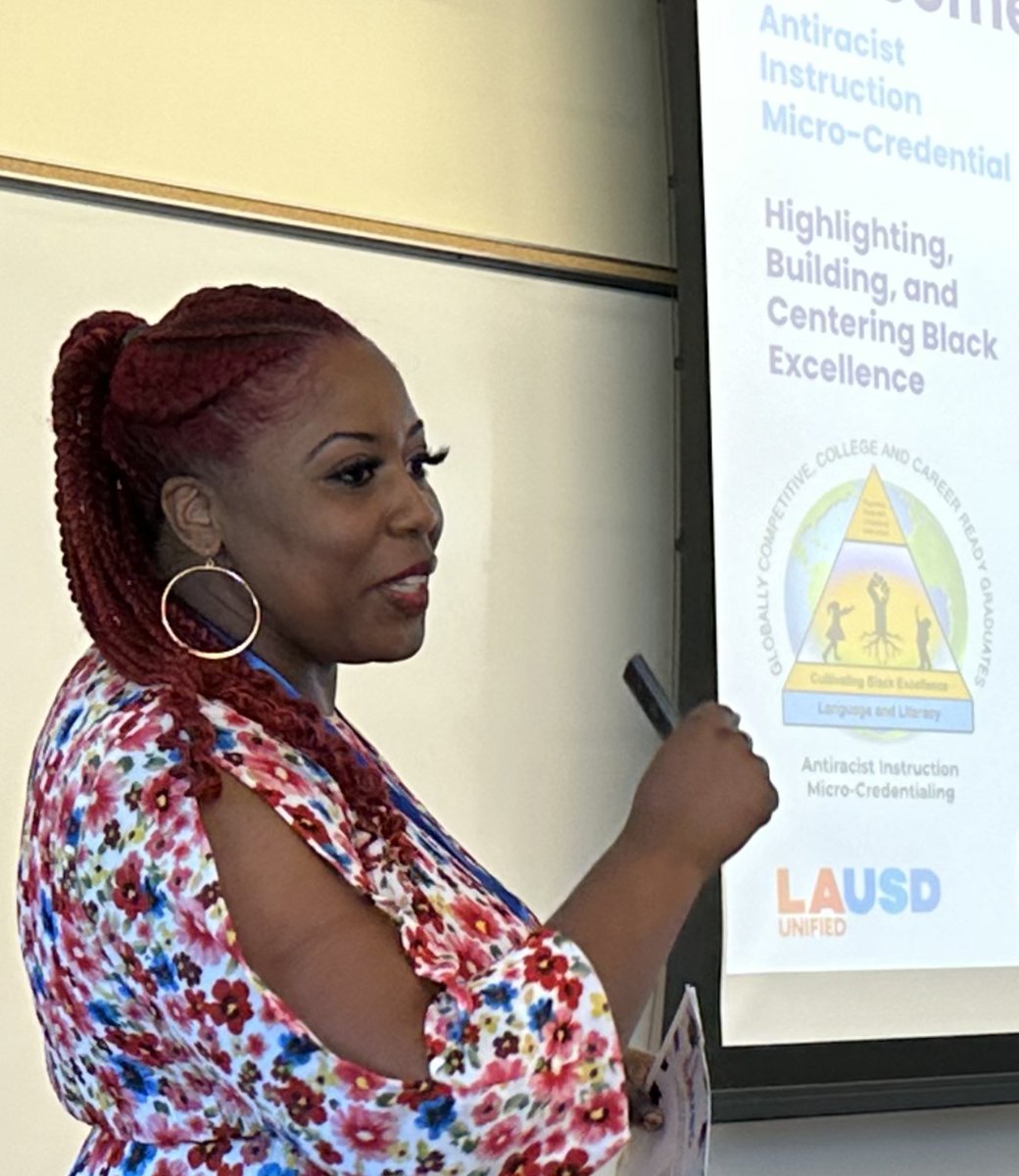LAUSDMicrocred's tweet photo. Our @LASchools @LAUSDHR Micro-Credentialing team was honored to present highlights from our inaugural Antiracist Instruction Micro-Credential at the Principals' Leadership Institute where we collaborated and calibrated around academic success and accelerating student outcomes. https://t.co/1U8uUnLXms